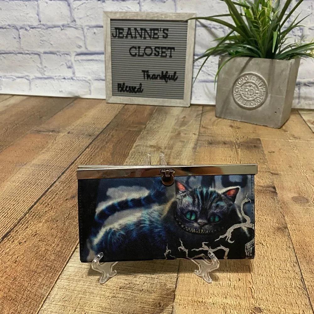 Alice in Wonderland Chessire Cat Live Action Movie Silver Wallet Clutch Purse